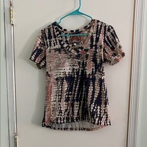 Johnny Was Multicolor Tie-Dye V-Neck Tee